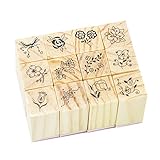 Wood Rubber Stamps Set 12 Pcs with Square Lace Pattern for DIY Decor Craft Card Making Scrapbooking Supplies