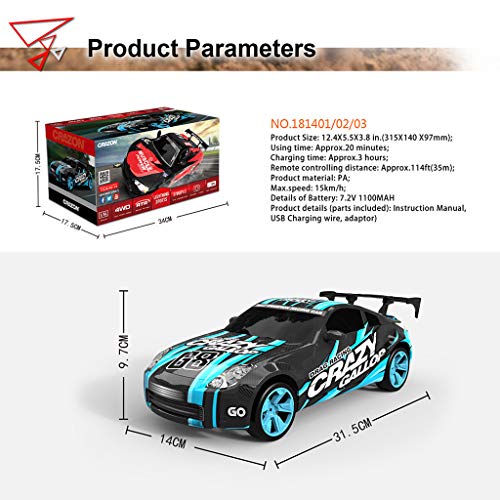 Ranoff RC Drifting Car 1/14 2.4GHz 4WD 15km/h RC Truck with 0.3MP WiFi FPV Camera Car Model Toy (Blue)