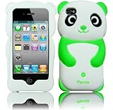Neon Green Panda Silicone Jelly Skin Case Cover for Apple Iphone 4G, 4, 4S and 4GS