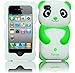Neon Green Panda Silicone Jelly Skin Case Cover for Apple Iphone 4G, 4, 4S and 4GS