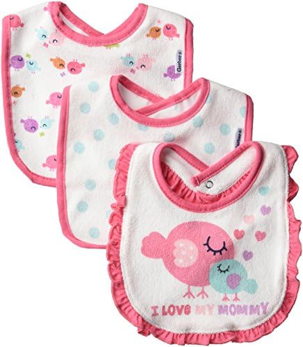 Gerber Baby Girls' 3 Pack Terry Dribbler Bibs