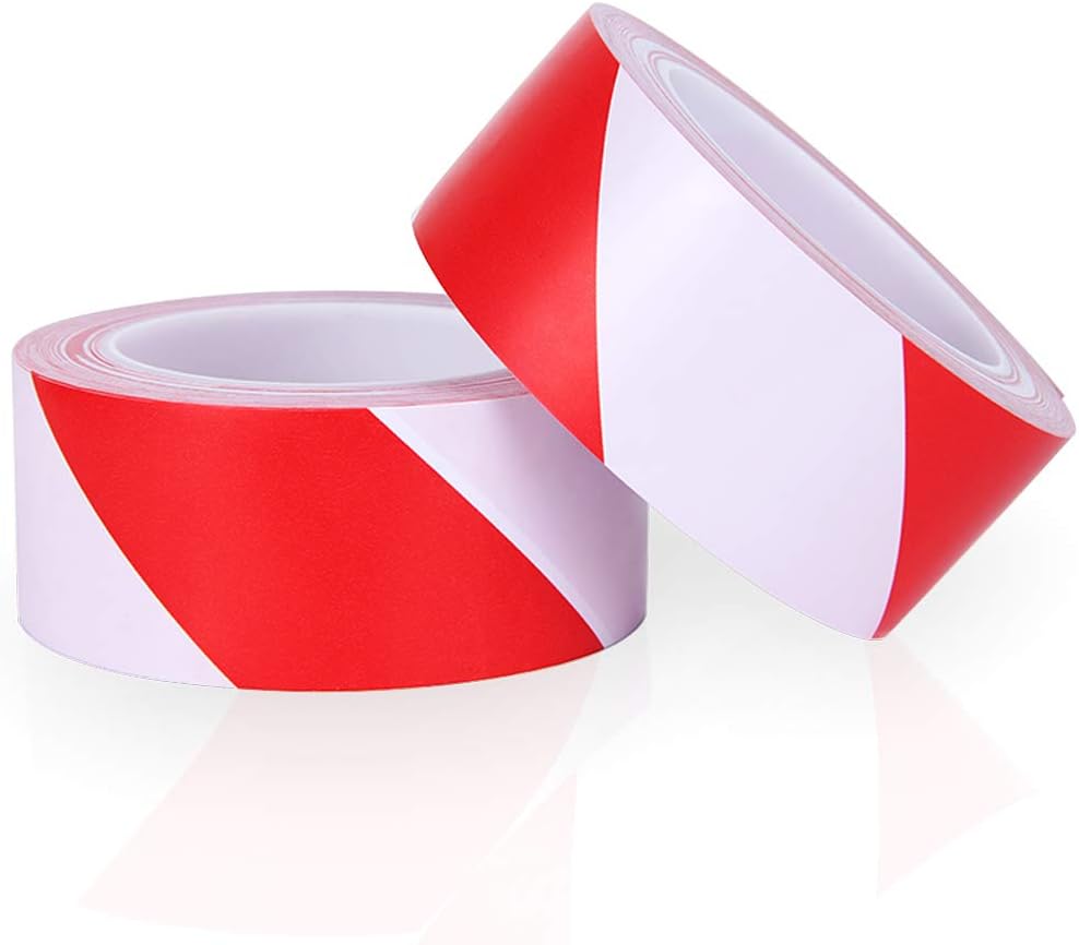 Hazard Warning Tape Red and White 2 Pack 50mm x 20m PVC Safety Tape