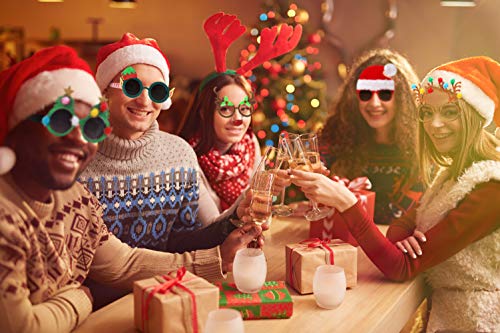Ocean Line Novelty Christmas Glasses - 6 Pack Creative Funny Eyewear, Happy New Year Celebration, Holiday Costume Party Supplies Decoration for Kids and Adults