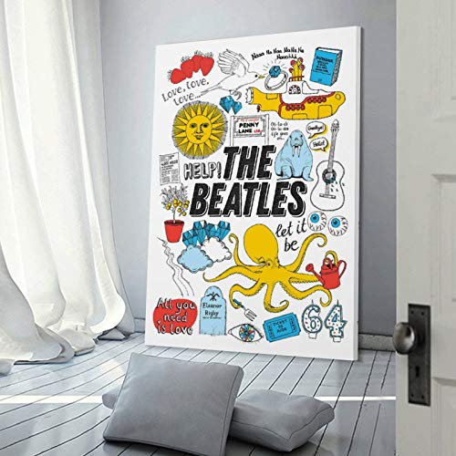 XYDQ Poster décoratif sur toile avec paroles de la chanson des Beatles 40 x 60 cm - Les Beatles, Paul McCartney, John Lennon, RIngo Starr, George Harrison XYDQ Poster décoratif sur toile avec paroles de la chanson des Beatles 40 x 60 cm – Image 4