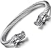 OSTAN Men's Double Head Dragon Bracelet Adjustable Stainless Steel Sliver Cuff Cool Polished (Sliver)