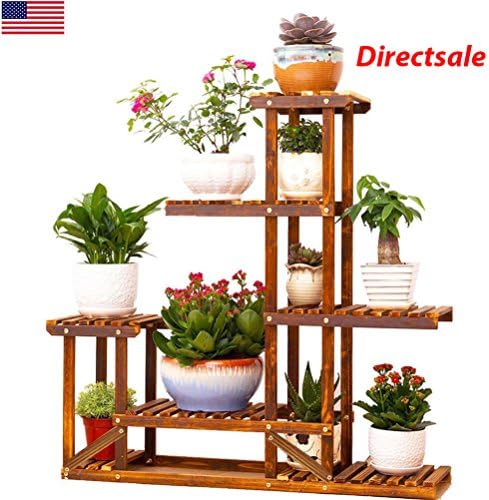 Indoor Outdoor Garden Wooden Plant Planter Flower Pot Corner/Rect Stand Shelf. Decorative Indoor/Outdoor Garden Backyard Planter, Red (#1)