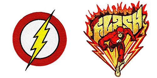 Blue Heron DC comics The Flash Logo and Flash Running (2-Pack) Embroidered Iron/Sew-on Applique Patches