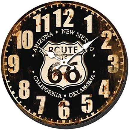 40 cm Vintage Style Metal Wall Clock Designer Clock Route 66 Arizona California – XXL Retro Design Grungy