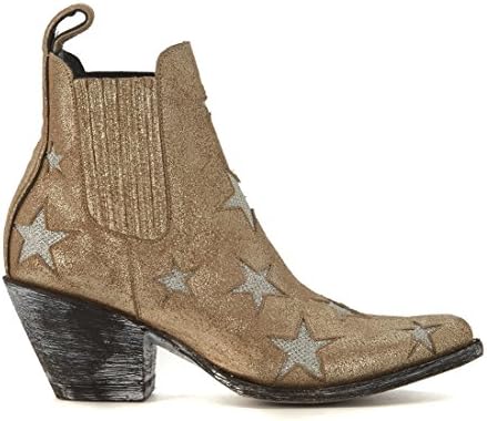 Mexicana Women's Tronchetto Texano Mexicana Circus In Camoscio Spalmato Oro Con Stelle 39,5(IT)-9,5(US) Gold