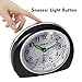 MEKO Alarm Clocks for Bedrooms, Small Battery Powered Travel Clock with Snooze and Nightlight, Silent No Ticking Bedside Clock(Black)