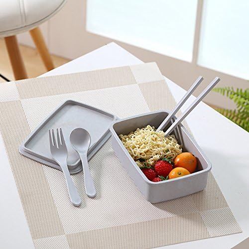 Doremy Bento Lunch Box 2 Layers Leak-Proof Waterproof Microwave Safe FDA-Approved Bamboo Fiber Food Storage Container With Utensil Set for Kids Adults Camping, Travel, Picnic, Office, Home (blue)