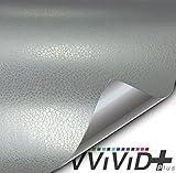 VViViD+ Fine Grain Silver Metallic Leather Soft Touch Vinyl Wrap Sheet Roll (1ft x 5ft)