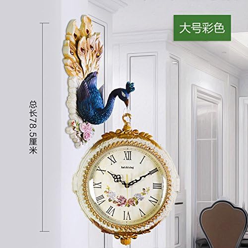 OLILEIO European Peacock Clock Clock Double Living Room Fashion Watches Creative Modern Wall Silent Watch,20 Inches,Total Length 78.5Cm Of Color Large Size