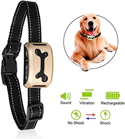 [2017 LCD Reflective Collar, Safe No Harm] Dog No Bark Collar, TIGEER Prevent Stop Anti Barking Control Training Collar for Small Medium Large Dogs