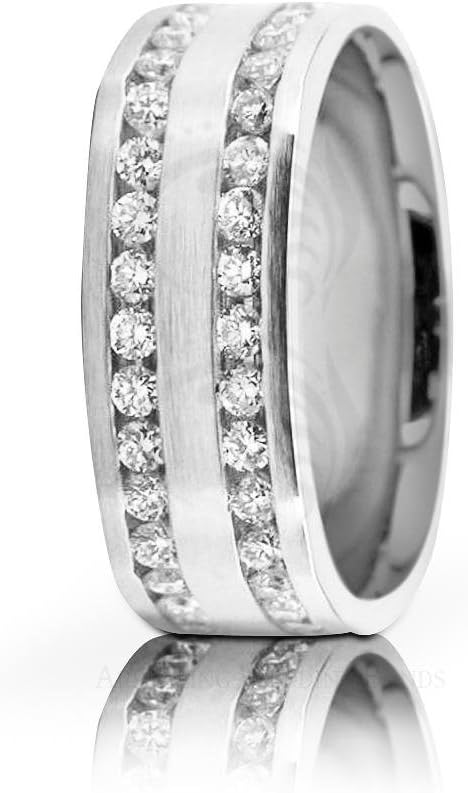 1.75 carat 14K White Gold Round Diamond Wedding Ring 7mm