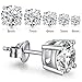 Silver Cubic Zirconia Earrings - Hypoallergenic Sterling Silver CZ Diamond Stud Earrings Nickel Free,Princess Cut Round Fake Diamond Studs Men Earrings,Gold Plated Earrings Stud for Women Girls