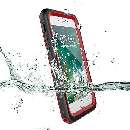 iPhone 7 case, iPhone 7 Waterproof Case, SHIEPANJO Shockproof Durable Full Rugged Protective Case for Apple iPhone 7 4.7 - Red