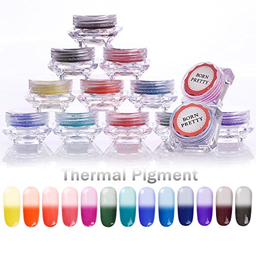 BORN PRETTY Nail Thermal Pigment 13 Boxes Temperature Color Change Manicure Nail Art Gradient Powder 1G