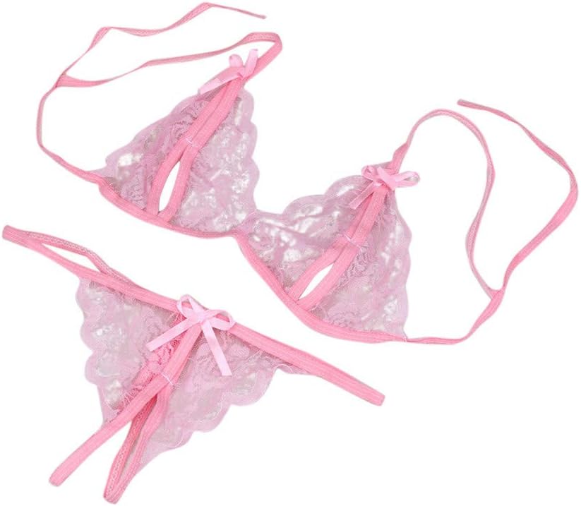Sunday77 Women's Three Points Lingerie Embroidery Bandage Underwear Sexy Lace Sleepwear Lingerie Pajama Lingerie Set
