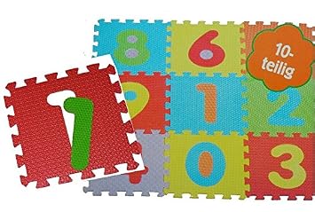 10 Tlg Set Puzzleteppich Mit Zahlen 1 Qm Moosgummi Puzzle Teppich