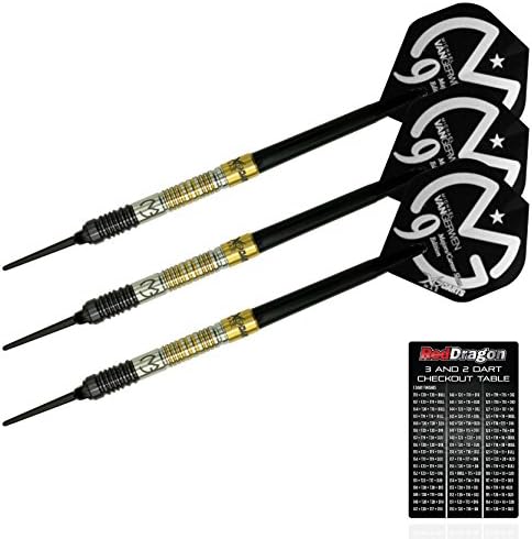 Michael Van Gerwen MVG Career Slam Edition 18g - 90% Tungsten Steel Soft Tip Darts with MVG Flights, Shafts, Slimline Case &amp; Red Dragon Checkout Card
