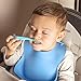 Silicone Bib with Pocket for Toddlers and Babies — Premium Waterproof Bibs for Boys and Girls with Large Food Catcher Food Grade Silicone BPA Free Easily Wipes Clean (Purple)