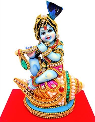 3 X 2 X 3.5 Inches Handmade Marble Krishna Spiritual Idols Decorative Showpiece Gift Item Home Decor 4 X 2.5 X 5 Inches (Multicolor1)