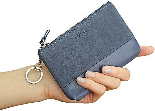 IFUNLE Womens RFID Blocking Slim Key Holder Wallet Card Holder Coin Cash Key Organizer Zipper Buckle Key Case Wallet with 4 Hooks and Key Chain/Ring