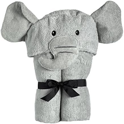 Yikes Twins Baby Elephant hooded Towel Birth -2Yrs Grey
