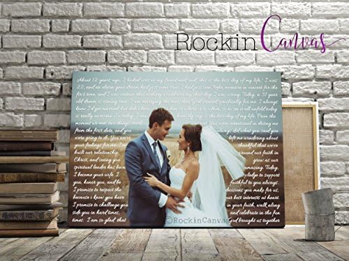 Rockin Canvas Song Lyric Art/ Custom Wedding Canvas Print with Love Story/ Poem/ Lyrics/ Vows Wedding Song, Vows. Unique Wall Decor.