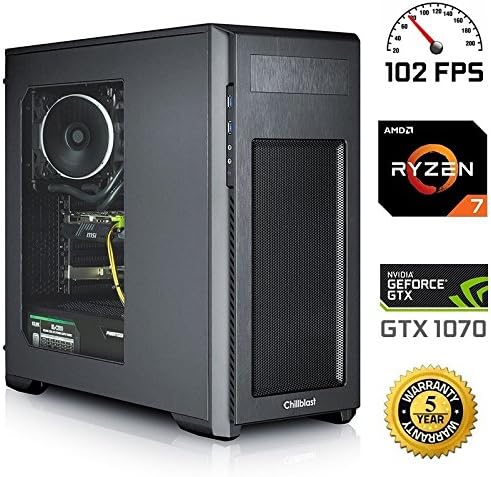 Chillblast Fusion Overload - GTX 1070 Gaming and Content Creation PC, AMD Ryzen 7 1700 8 Core up to 3.7GHz, 16GB DDR4, 2TB HDD, 250GB SSD, No-DVD, NVIDIA GTX 1070 8GB, WIFI, Windows 10 Home 64bit