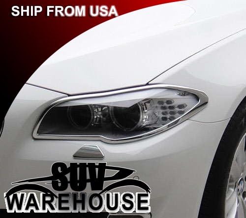 Front Chrome Headlight Trim w/ 3M Tape Backing for BMW 5 Series F10 2011-2015
