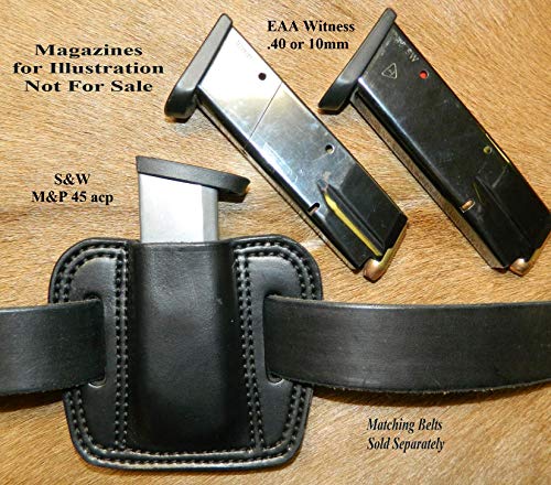 Leather - Magazine Ammunition Pouch, Fits 40/10mm EAA Witness mag /or 45acp S&W M&P mags - Thumbnail 3