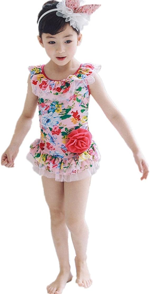 Amazon Tubame Jp 女の子水着 連体スカート式 レース 女児温泉 帽子付 超可愛い2点セット 90 130 ５サイズ 水着 通販