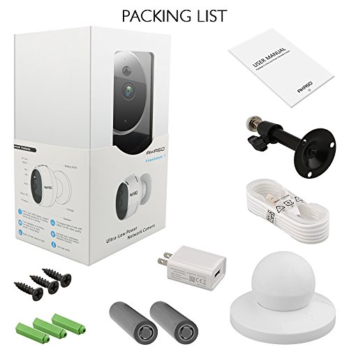 AKASO Hawkeye 1 Wire-Free Security Camera,720P HD Rechargeable Wireless WiFi IP Camera,Two-Way Audio,Night Vision,PIR Motion Detection, Indoor Baby/Office/Home Surveillance