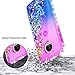 Moto Z Force Case wtih [Tempered Glass Screen Protector], NageBee Quicksand Liquid Floating Shiny Glitter Flowing Bling Diamond Case for Motorola Moto Z Force Droid XT1650 (2016) - Purple/Blue
