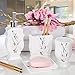 Creative Scents Vanda Bathroom Set - Cherry Blossom White Bathroom Accessories Set - 4 Piece Floral Bathroom Soap Dispenser Set Includes: Lotion Dispenser, Toothbrush Holder, Tumbler & Soap Dish