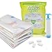 HomeIdeas Premium Jumbo Vacuum Storage Bags, Double-Zip Seal and Turbo Valve for 70% More Compression! Plastic Space Saver Bags, Free Hand-Pump for Travel! 6 Pack (Jumbo - 40x30 Inches)