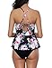 JOYMODE Women's Leaves Print Halter High Neck Two-Piece Swimsuit Beach Swimwear Bathing Suit