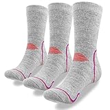 SWOLF Hiking Socks Women, Cotton Moisture Wicking Cushion Anti Blisters Trekking Socks – Outdoor Sports Padded Crew Socks