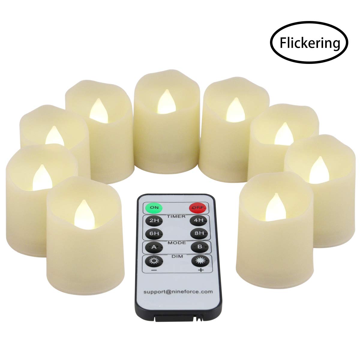 9 Flickering Luminara Flameless Led Tea Light Candle Pillar W/ Timer