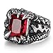 UOKOHO Men's Stainless Steel Ring Band Gothic Dragon Claw Design with Created Ruby Size 11