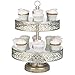 Amalfi Decor 2 Tier Dessert Cupcake Stand, Vintage Reversible Metal Plate Tower Tray Holder, Silver