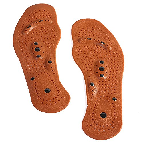 Genmine Magnetic Foot Insoles Magnet Acupressure Shoe Inserts Health Foot Magnetic Therapy Massage Insoles Shoe / Boots Pads for Men Women Promote Blood Circulation Fatigue Relieve Shoe Pads (Large)