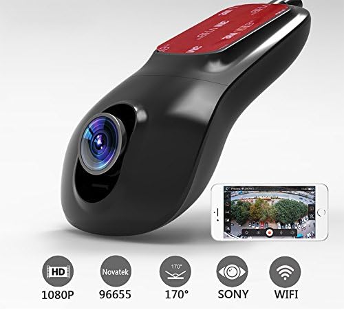 1080P HD Mini Car Wifi Hidden DVR Camera Dash Cam Video Recorder Dual Lens DVR App 170 Degree Wide Angle Loop Recording with Night Vision G-Sensor Suport Android IOS system