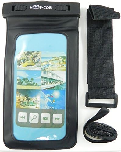 Hoot Cob Active Cell Phone/Camera Waterproof Pouch for iPhone 7/7+/6/6+/Previous, Galaxy S8/S8+/S7/S7+/Note 6 5 4, Google Pixel HTC LG Sony Moto up to 6.0” Keeps Contents Safe and Dry (Black)