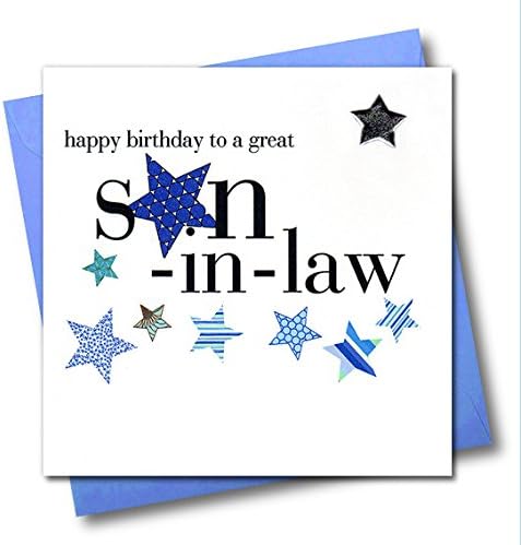 Claire Giles Hearts and Stars Happy Birthday Son-in-Law Card, Blue, 150mm x 150mm