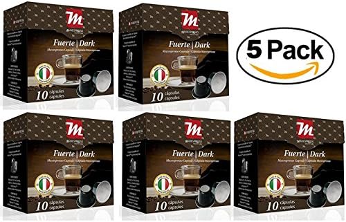 Nespresso Compatible Coffee Capsules, MaxEspresso Gourmet Coffee, Italian Quality (Dark - Fuerte, 50 Capsules)