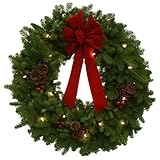 Worcester Wreath 30-Inch Classic Pre-Lit Maine Balsam Wreath