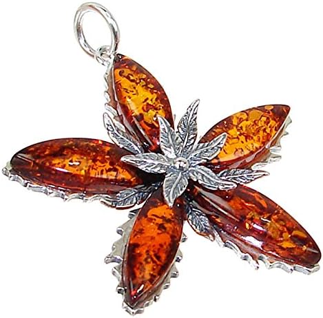 Large Baltic Amber Sterling Silver Pendant
